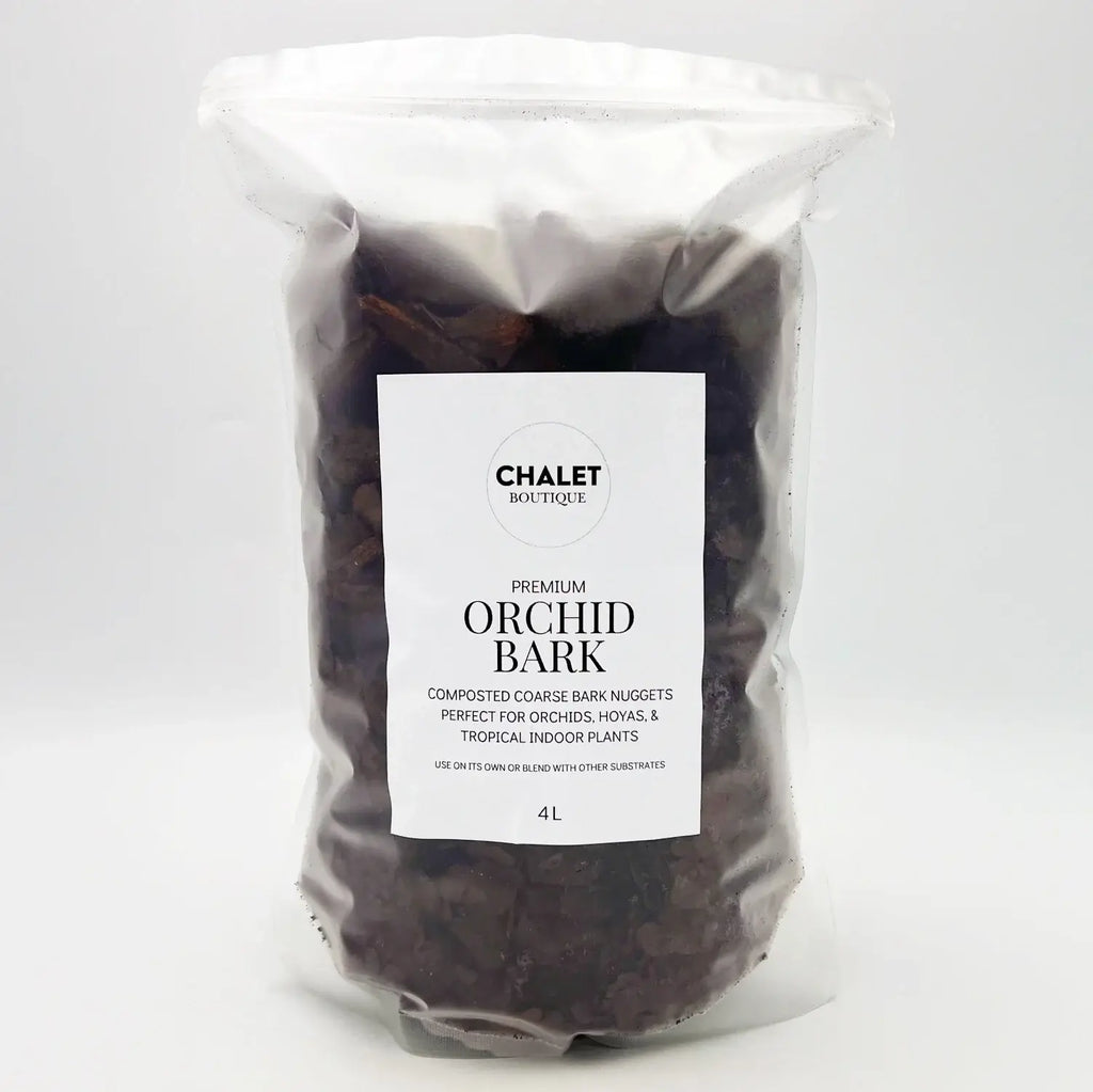 Premium Orchid Bark 4L for healthy orchids and indoor plants. Compost mixture for drainage and airflow. Chalet Boutique, Australia.