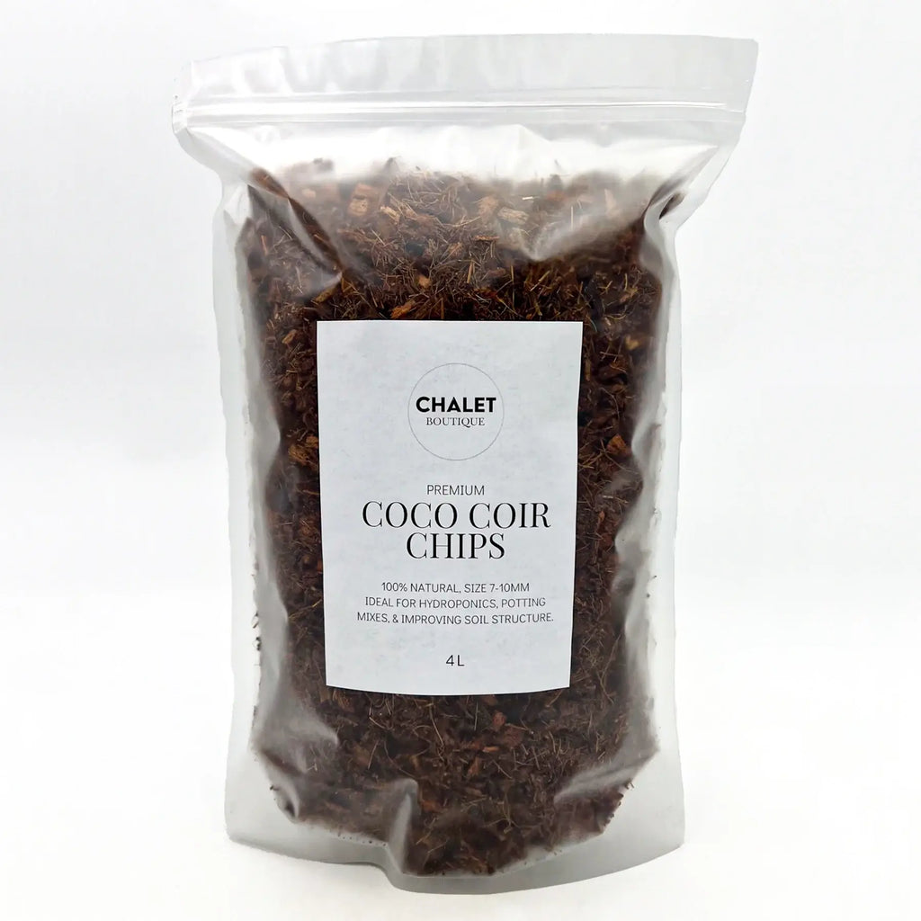 Coco coir chips 4L pack for improving soil structure, ideal for rare indoor plants and hydroponics.