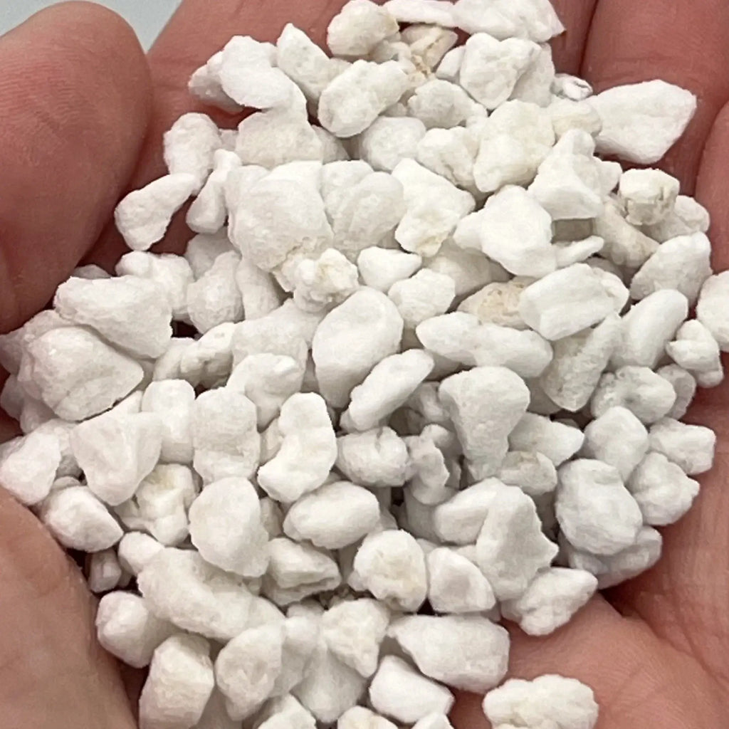 Hands holding Premium Coarse Perlite for soil aeration, ideal for rare plants and indoor gardening. Chalet Boutique, Australia.